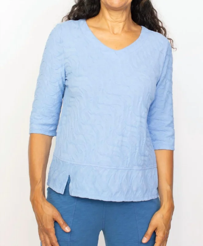 Cascade Ctn Elbow Sleeve Tee In Cornflower