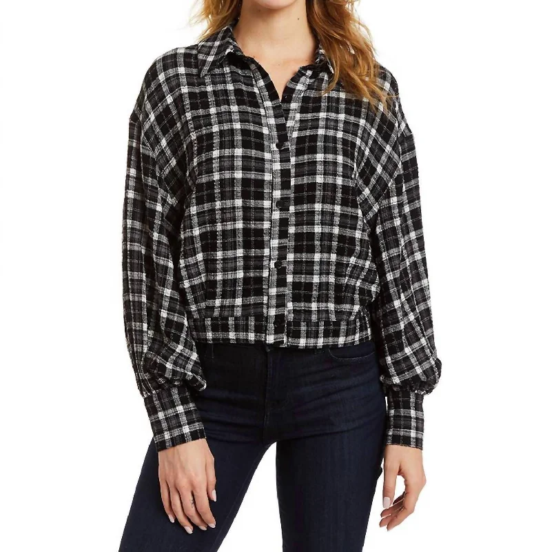 Cleo Plaid Top In Black/white