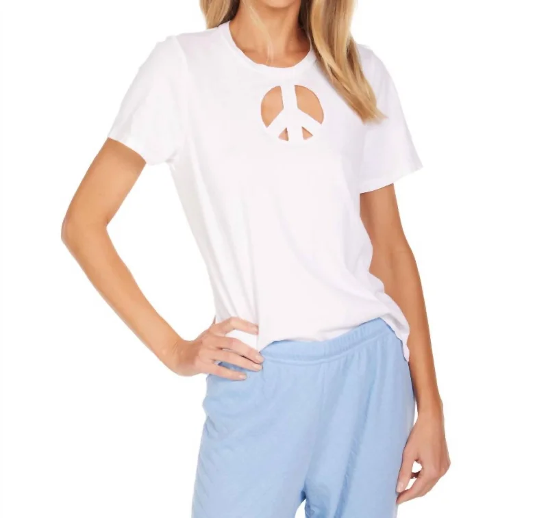 Hall Short Sleeve Tee With Peace Cutout In White