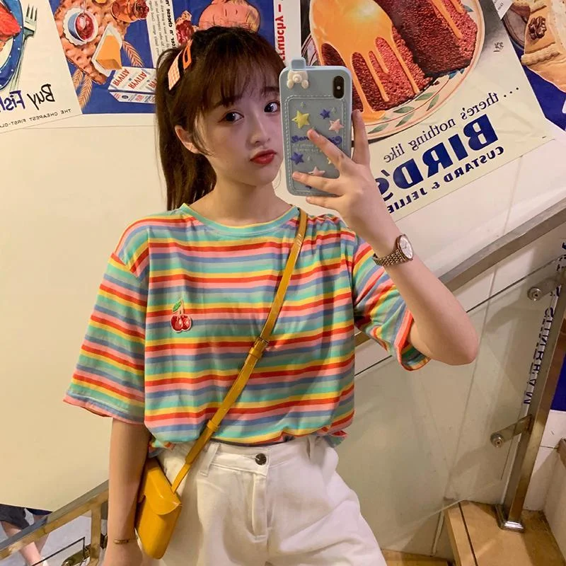 Kawaii Rainbow Stripes T-shirt