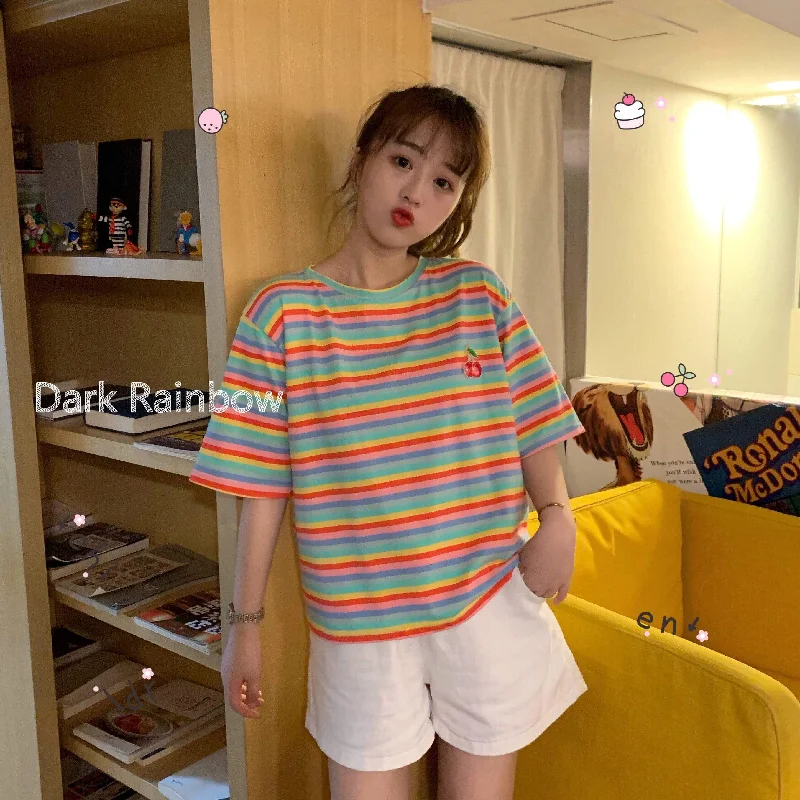 Kawaii Rainbow Stripes T-shirt