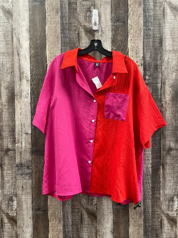 Multi-colored Top Short Sleeve Shein, Size 2x