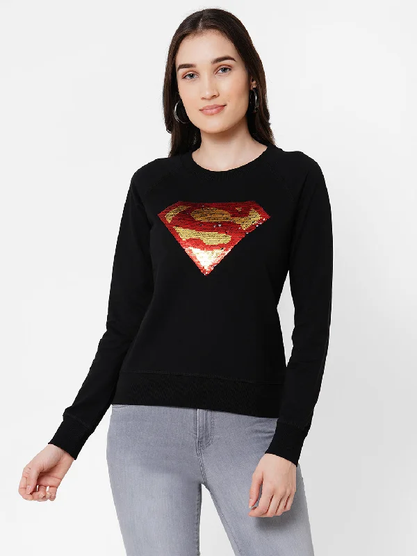 Women Super Man Chest Print Full Sleeves T-Shirt