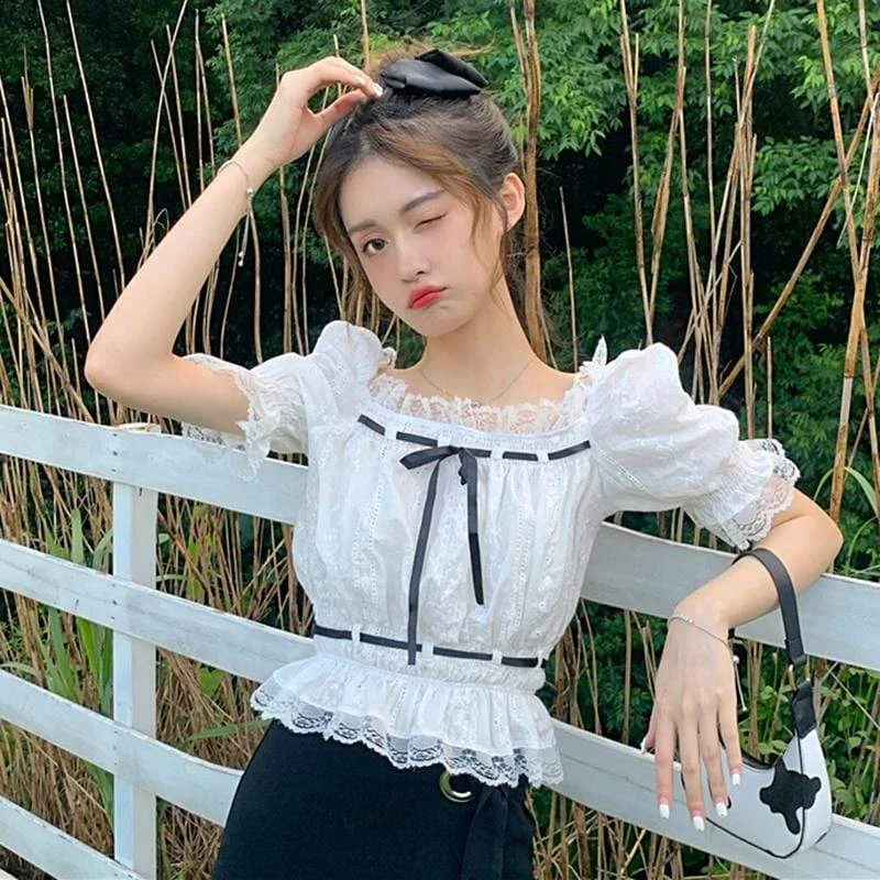 Women's Cute Lace High-Waist Tops