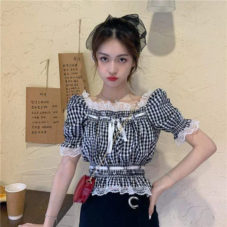 Women's Cute Lace High-Waist Tops