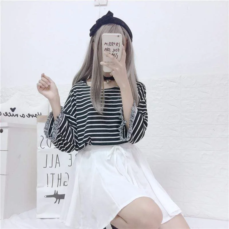 Women's Tassel Striped T-shirt