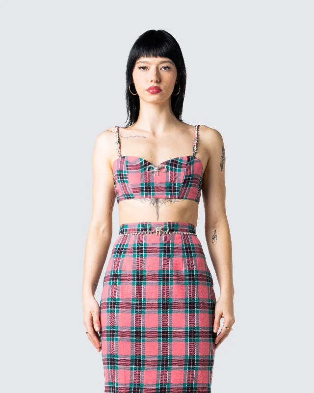 Amanda Multi Plaid Crop Top