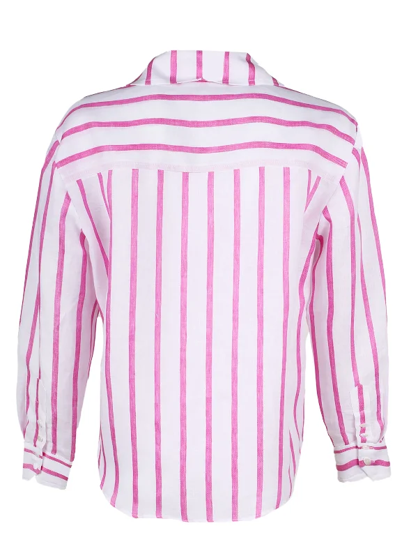 Crop Andie Shirt Pink & White Stripe