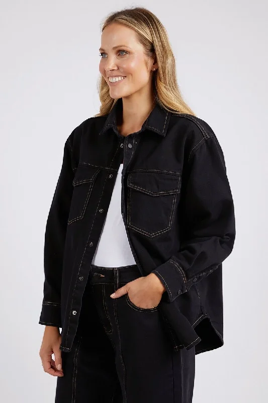 Daisy Black Contrast Stitch Over Shirt Daisy Black Contrast Stitch Over Shirt