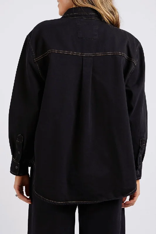 Daisy Black Contrast Stitch Over Shirt Daisy Black Contrast Stitch Over Shirt