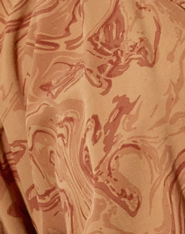 Hawaiian Shirt in Fluid Marbling Brown