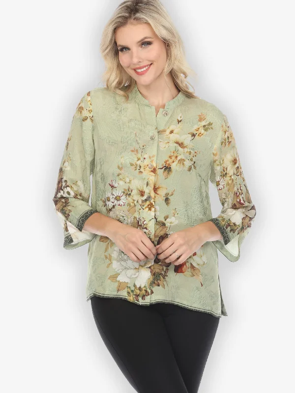 Peony Mint Green Silk Blend Blouse