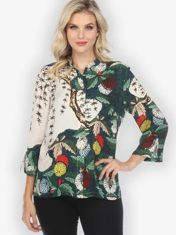 Umbrella Flowers Silk Blend Blouse