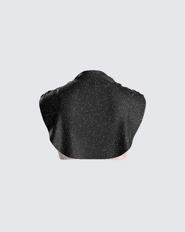 Whitney Black Shimmer Crop Top