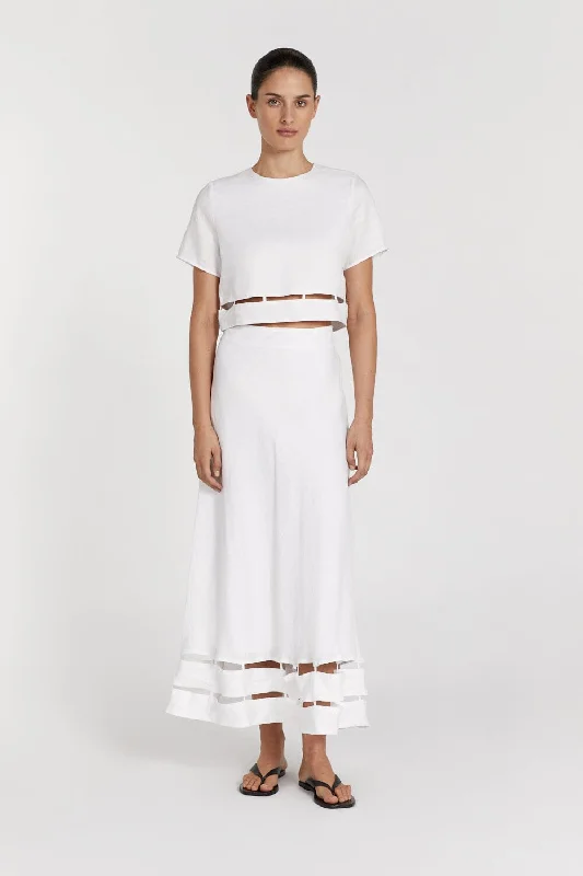 PETRA WHITE LINEN CROP TOP