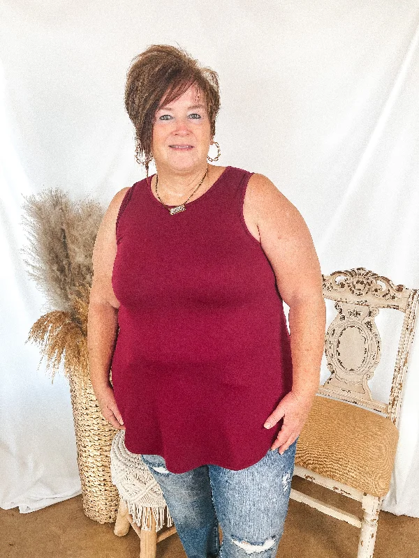 Give Me Joy Solid Knit A-Line Tank Top in Maroon