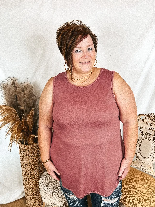 Give Me Joy Solid Knit A-Line Tank Top in Mauve