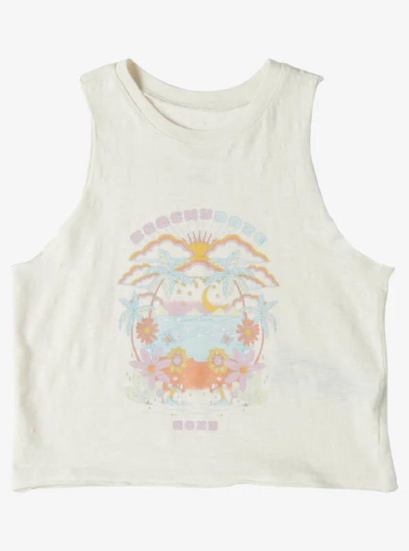 Girls 4-16 Beachy Daze Muscle Tank Top - Snow White