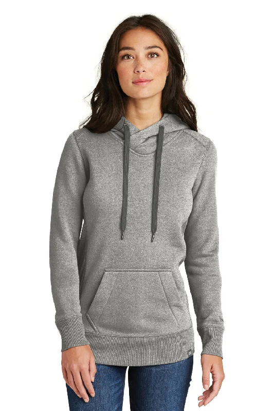 New Era Womens Sueded French Terry Hooded Sweatshirt Hoodie - Light Graphite Grey Twist