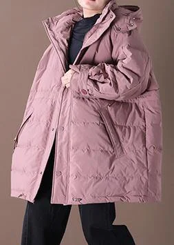 2024 pink down coat winter plus size snow jackets hooded pockets women overcoat