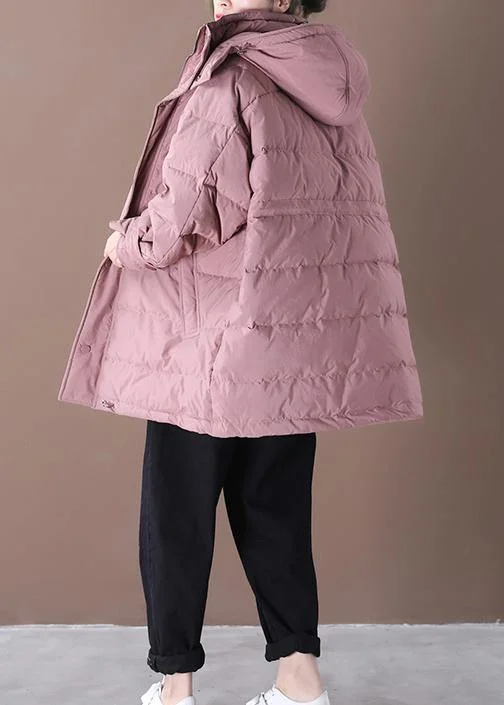 2024 pink down coat winter plus size snow jackets hooded pockets women overcoat