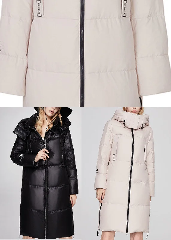 DIY Beige Stand Collar Warm Loose Winter Duck Down coat
